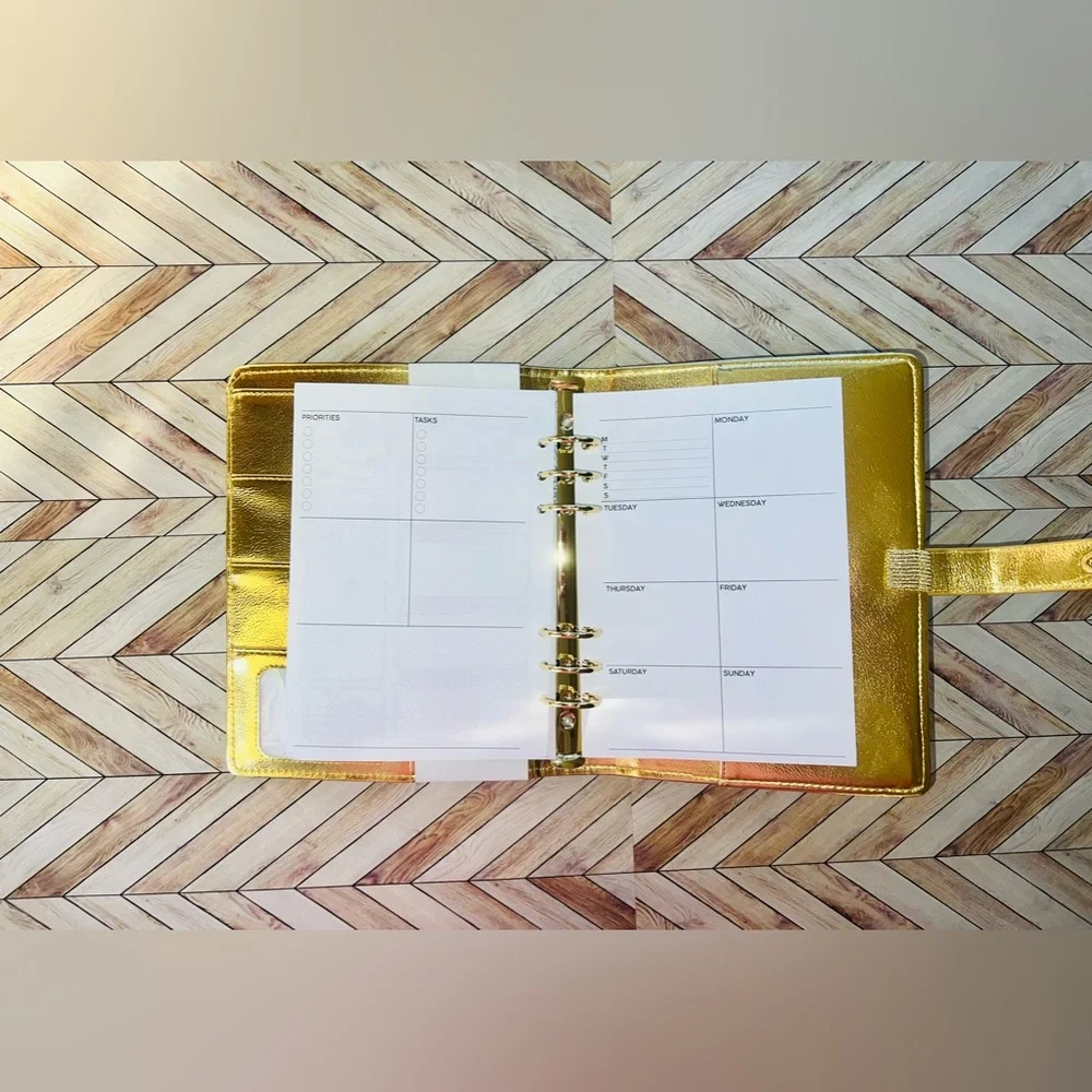 A5 Planner Binder inserts Non- dated Agenda 6-Ring weekly layout